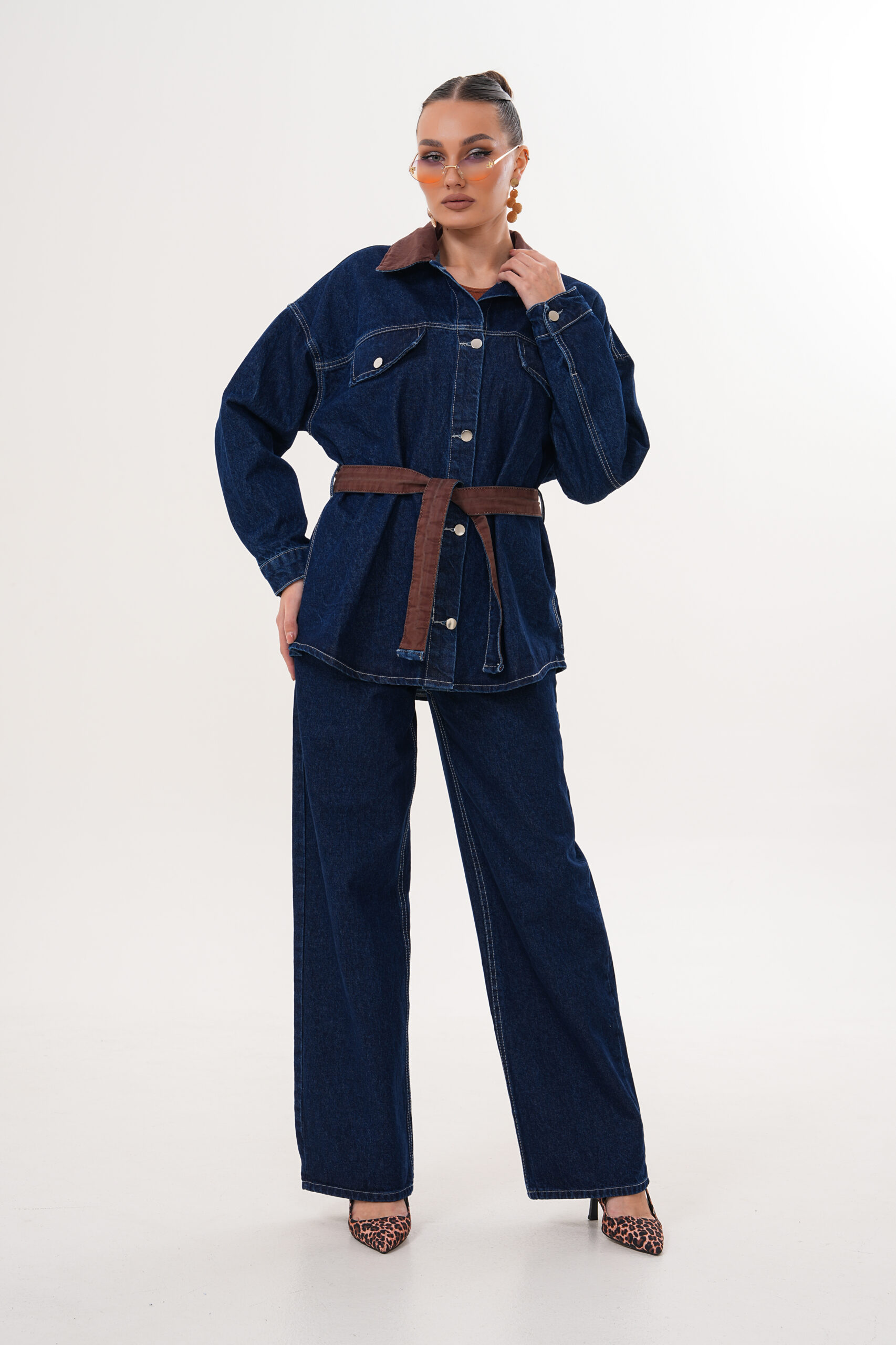 Kadın Bağlamalı Denim Takım