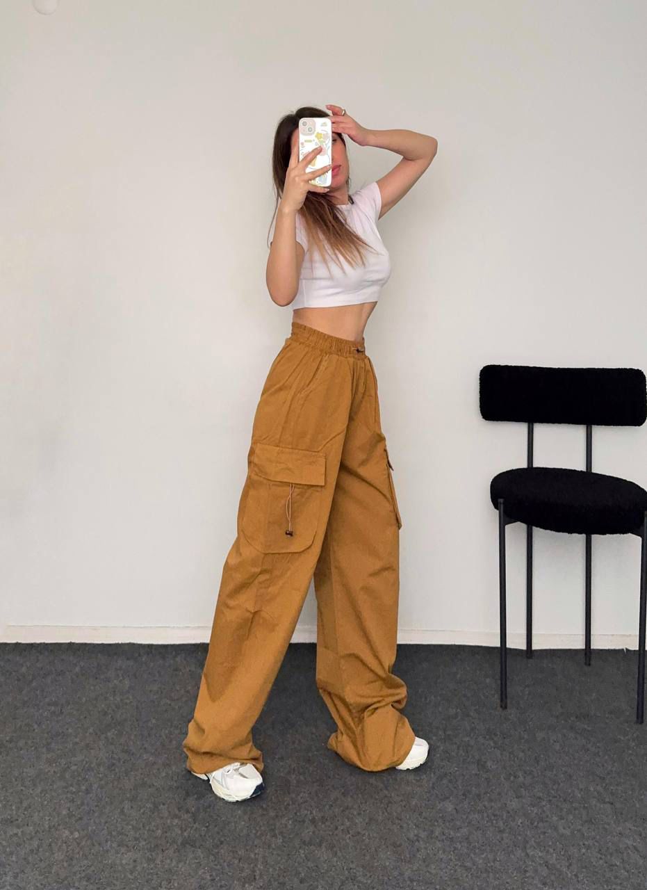 Keten Kargo Cepli Jogger Pantolon